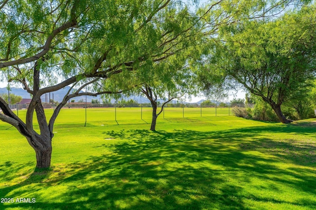 view of property's community with a lawn