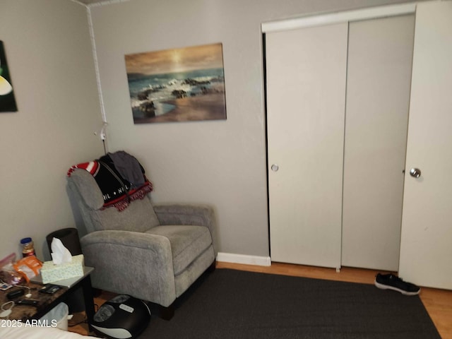 living area with wood finished floors