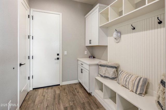 mudroom featuring dark hardwood / wood-style flooring