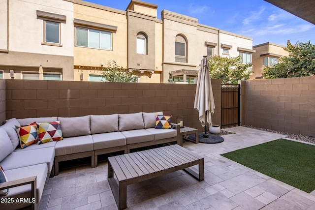 view of patio with an outdoor living space