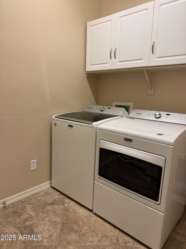 4117 W Allen St, Laveen, AZ 85339 - laundry area with separate washer and dryer, cabinet space, and baseboards