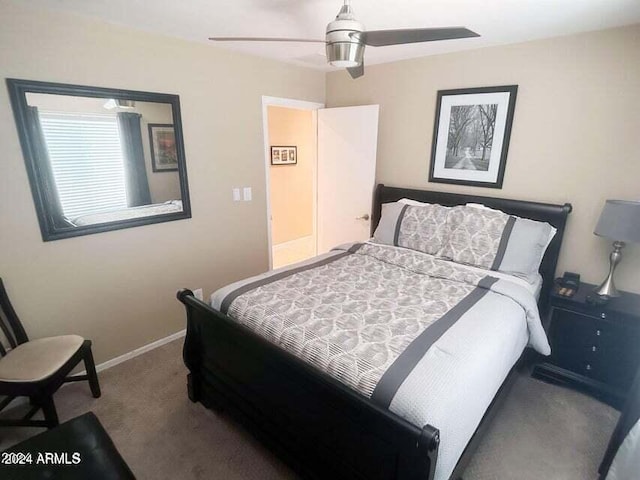 bedroom featuring carpet and ceiling fan