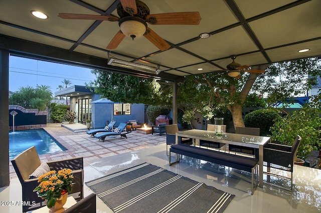 view of patio / terrace with pool water feature