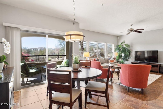 dining area featuring ceiling fan