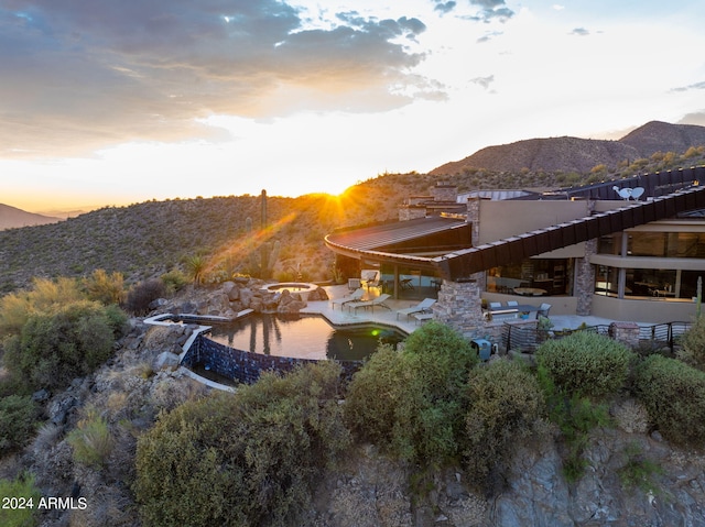 exterior space with a mountain view