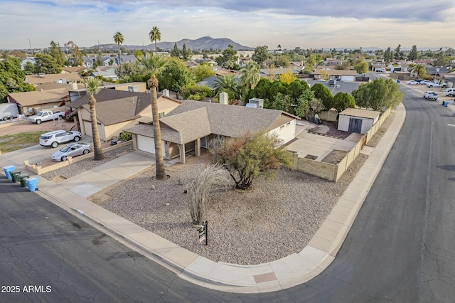 bird's eye view with a mountain view