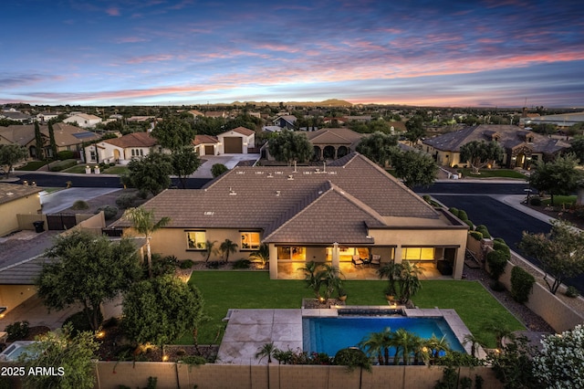 6918 E Ivyglen St, Mesa, AZ 85207 - aerial view at dusk of a residential view