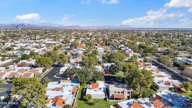 drone / aerial view with a mountain view