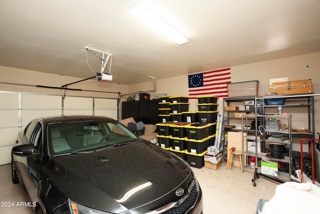 garage with a garage door opener