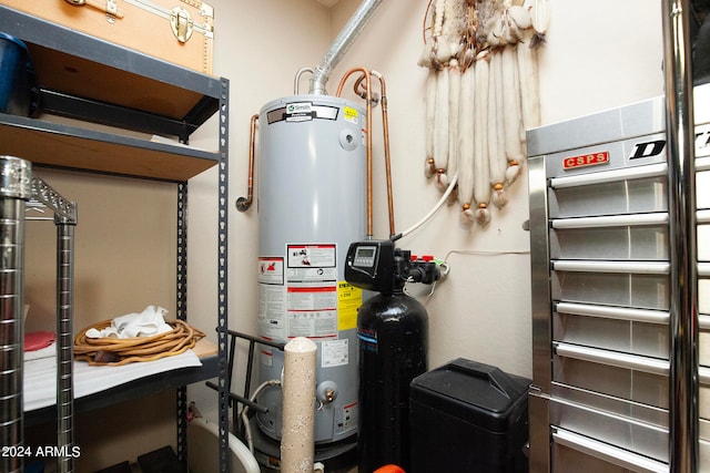 utility room with water heater