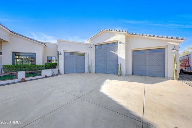 exterior space with a garage