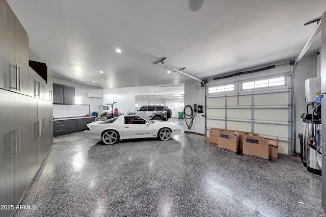 garage with a wall mounted air conditioner