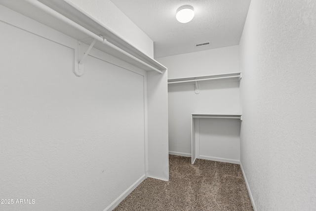 spacious closet featuring carpet and visible vents