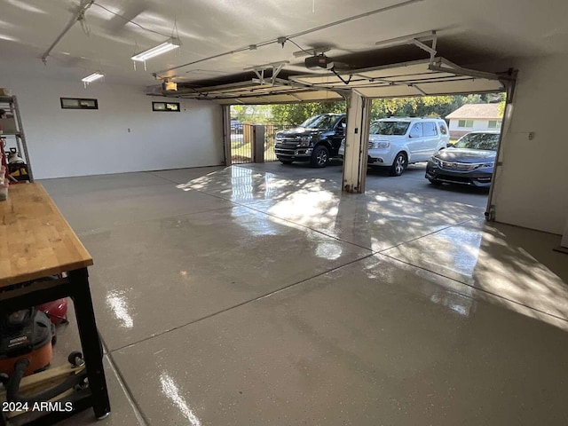 garage with a garage door opener