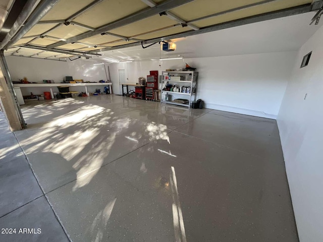 garage with a garage door opener