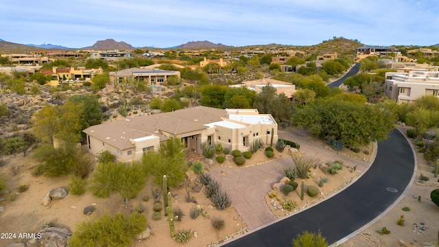 aerial view with a mountain view