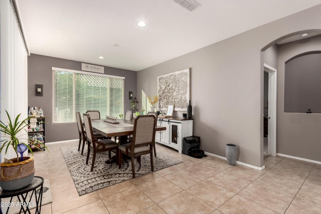 view of tiled dining space