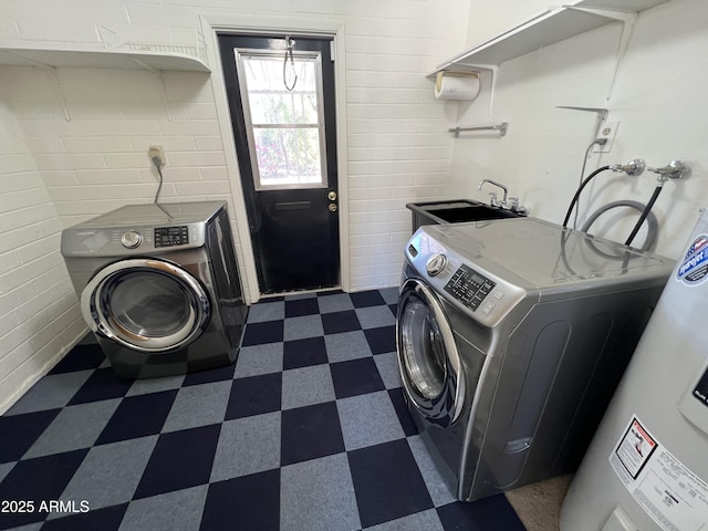 5342 E Des Moines St, Mesa, AZ 85205 - washroom featuring dark flooring, hookup for a washing machine, and electric water heater