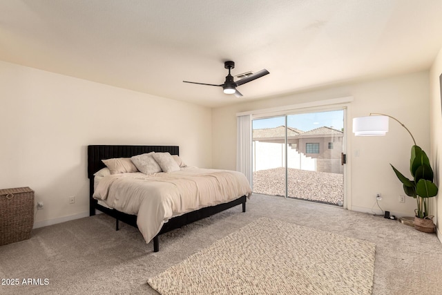 1421 E Charleston Ave, Phoenix, AZ 85022 - carpeted bedroom featuring access to exterior, a ceiling fan, and baseboards
