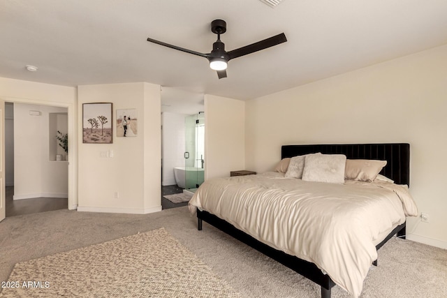 1421 E Charleston Ave, Phoenix, AZ 85022 - carpeted bedroom with baseboards, ensuite bath, and ceiling fan