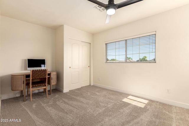 1421 E Charleston Ave, Phoenix, AZ 85022 - unfurnished office featuring a ceiling fan, carpet flooring, and baseboards