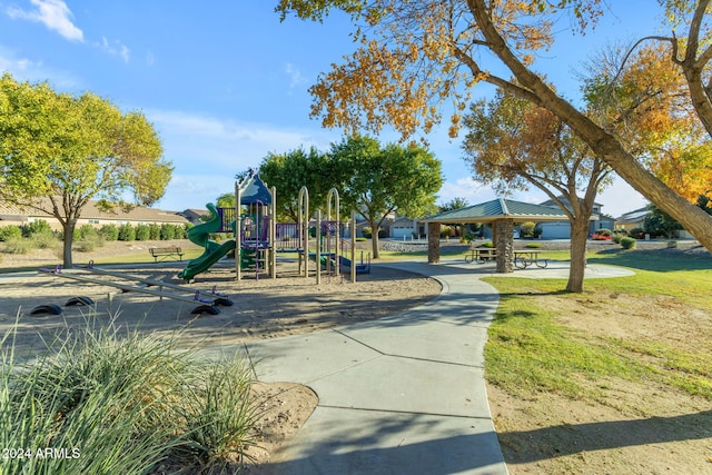 view of play area with a gazebo