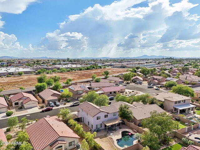 bird's eye view featuring a mountain view and a residential view