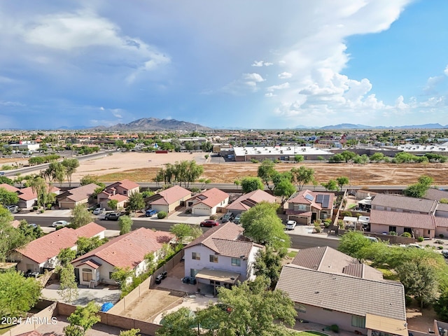 aerial view with a residential view and a mountain view