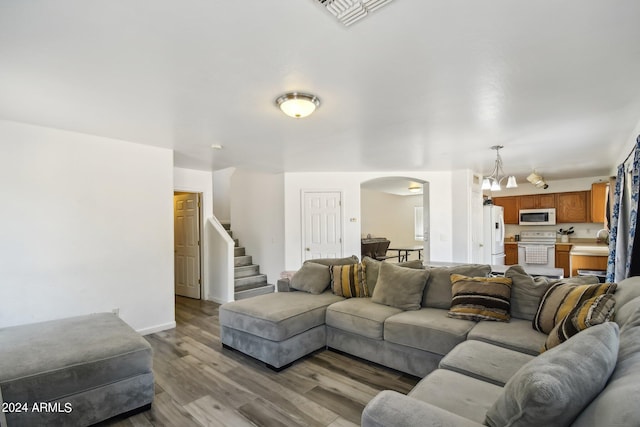 living room with light wood-type flooring