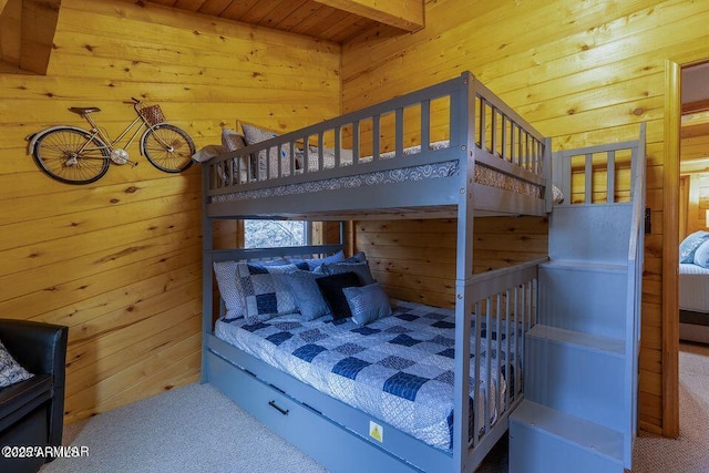 4893 W Big Pine Dr, Lakeside, AZ 85929 - bedroom with carpet flooring and wooden walls