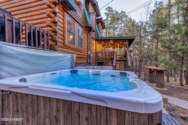 4893 W Big Pine Dr, Lakeside, AZ 85929 - exterior space with a deck and a hot tub