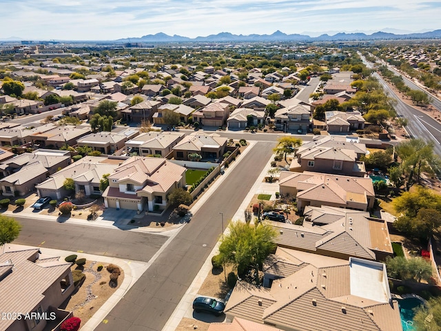 bird's eye view with a mountain view