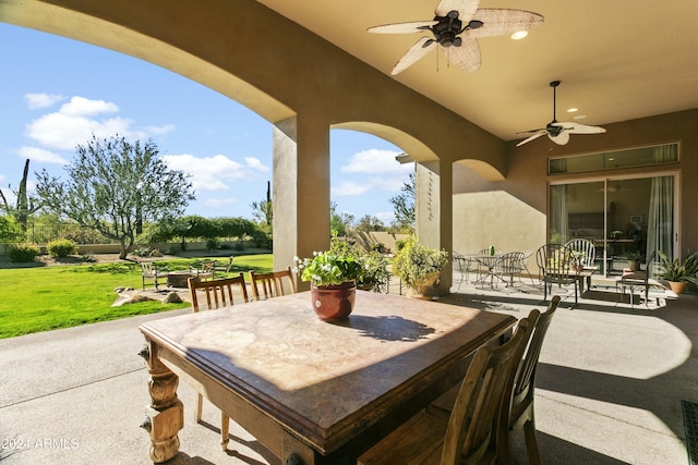 view of patio with ceiling fan