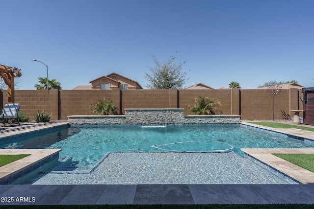view of swimming pool featuring a fenced in pool and a fenced backyard