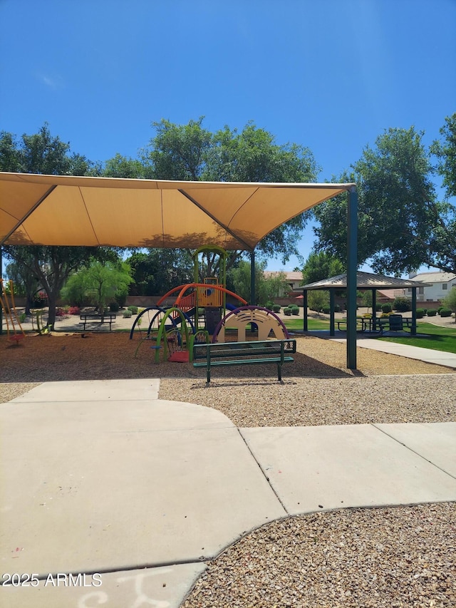 view of community with a gazebo and playground community