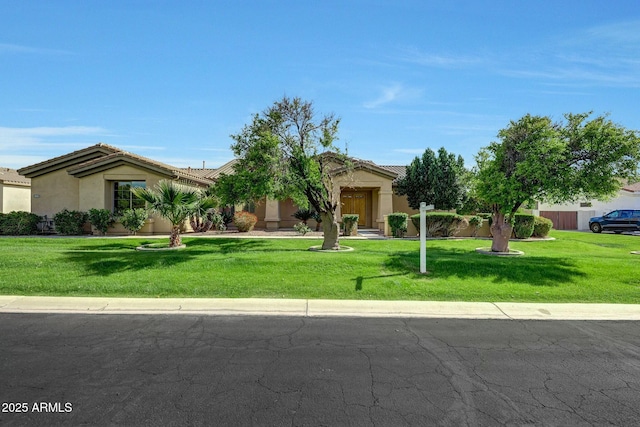 3531 E Norwood Cir, Mesa, AZ 85213 - view of front of home with stucco siding, a front lawn, and a tiled roof