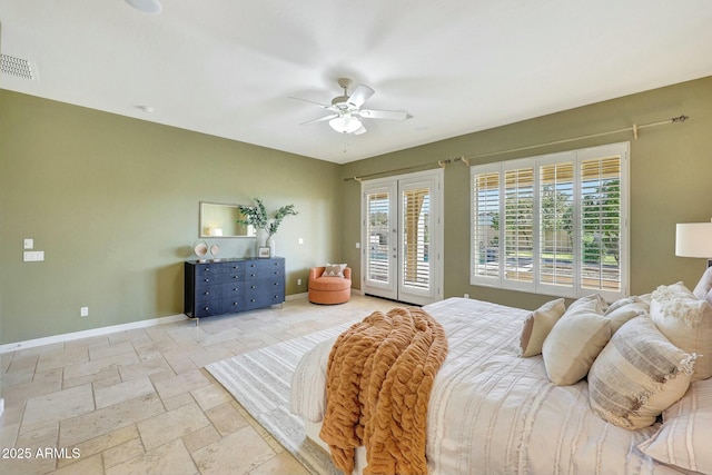 3531 E Norwood Cir, Mesa, AZ 85213 - bedroom featuring multiple windows, access to outside, baseboards, and stone tile floors