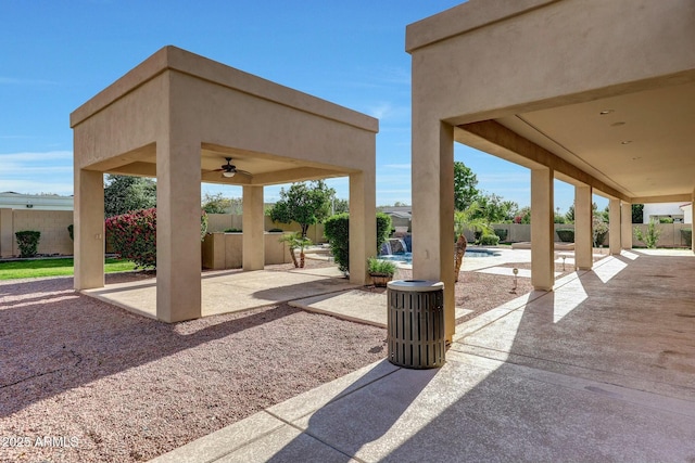 3531 E Norwood Cir, Mesa, AZ 85213 - fenced backyard featuring a patio area and ceiling fan
