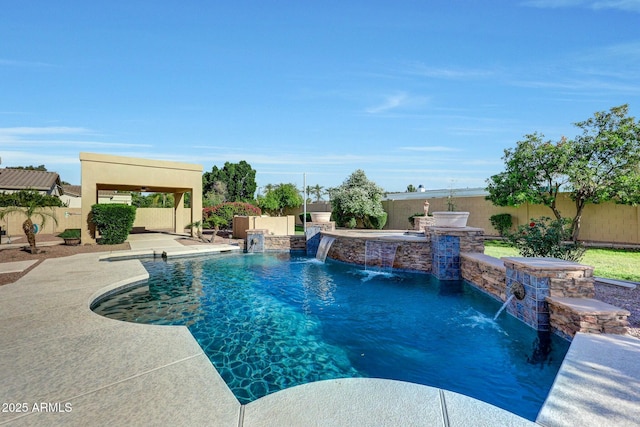 3531 E Norwood Cir, Mesa, AZ 85213 - view of swimming pool featuring a fenced backyard, a patio area, and a pool with connected hot tub