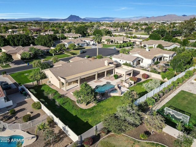 3531 E Norwood Cir, Mesa, AZ 85213 - aerial perspective of suburban area with a pool area and a mountainous background