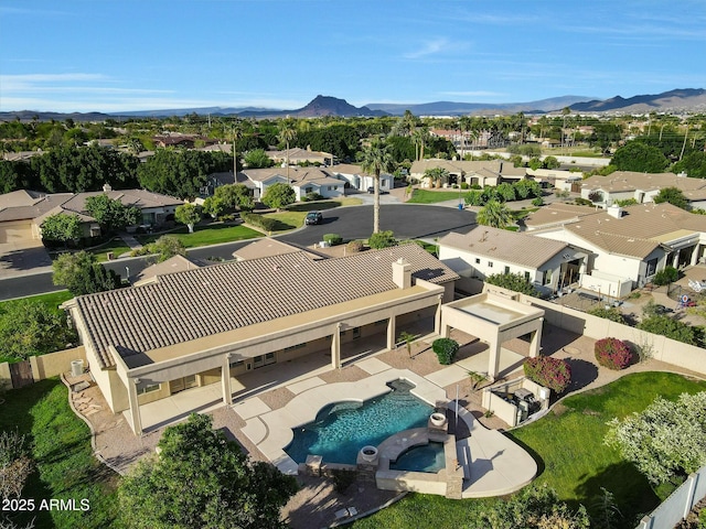 3531 E Norwood Cir, Mesa, AZ 85213 - aerial view of residential area with a pool area and mountains