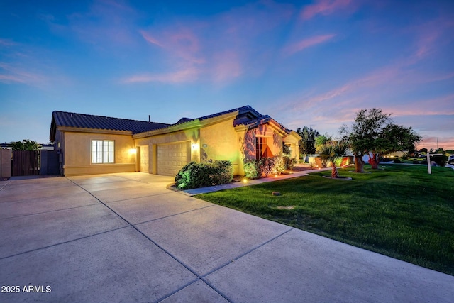 3531 E Norwood Cir, Mesa, AZ 85213 - ranch-style home with concrete driveway, a garage, stucco siding, a gate, and a tile roof