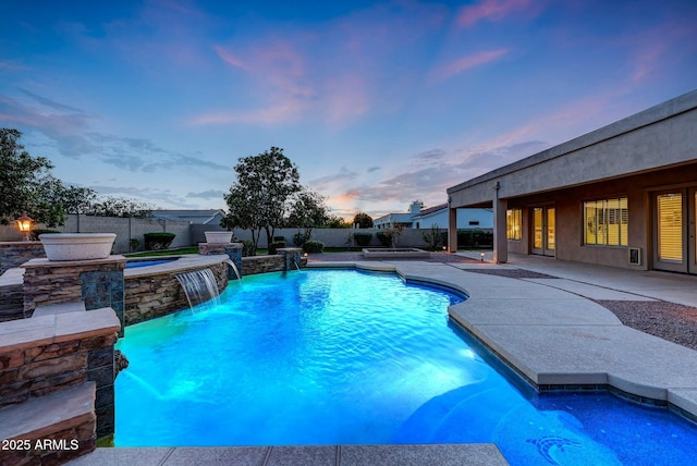 3531 E Norwood Cir, Mesa, AZ 85213 - view of swimming pool with an in-ground hot tub, a fenced backyard, and a patio area