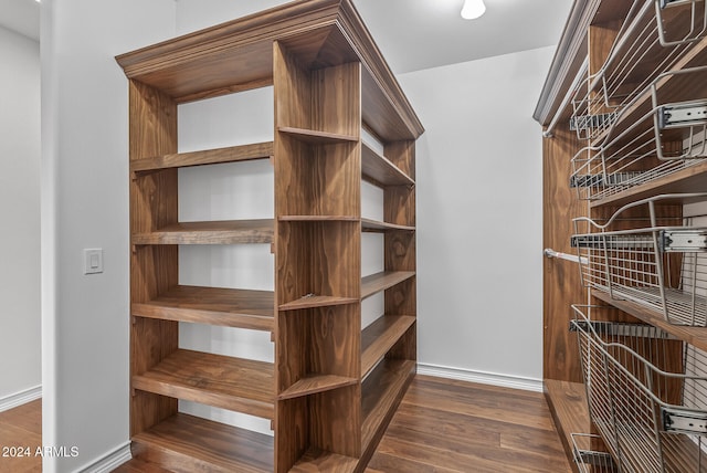 walk in closet featuring dark hardwood / wood-style flooring