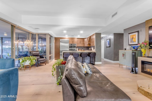 living room featuring light hardwood / wood-style flooring