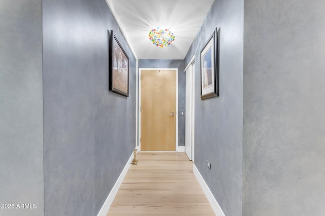 corridor with light wood-type flooring