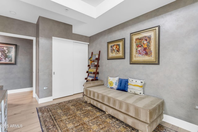 living area featuring light hardwood / wood-style flooring