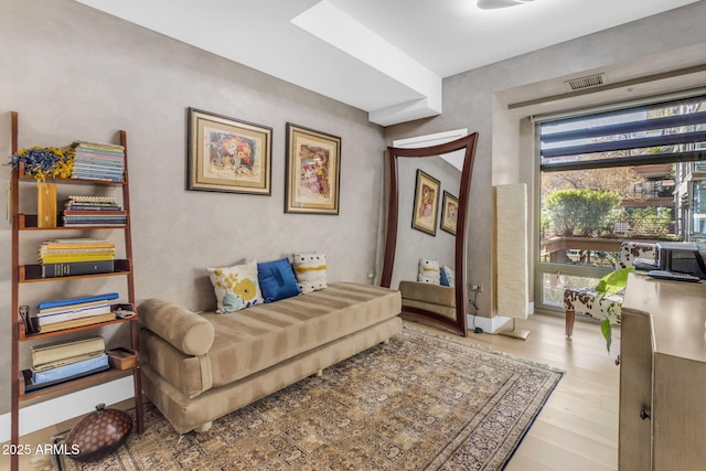 living area with light wood-type flooring