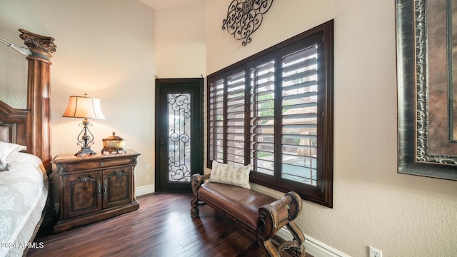 interior space with dark hardwood / wood-style flooring