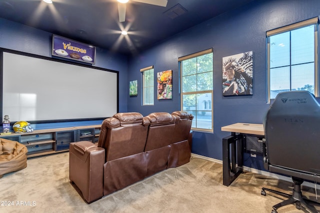 view of carpeted home theater room